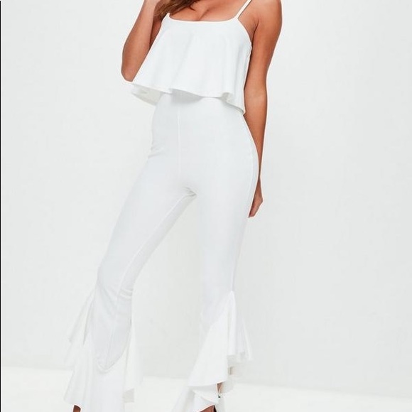 Missguided Pants - BLACK Misguided Frill Leg Jumpsuit